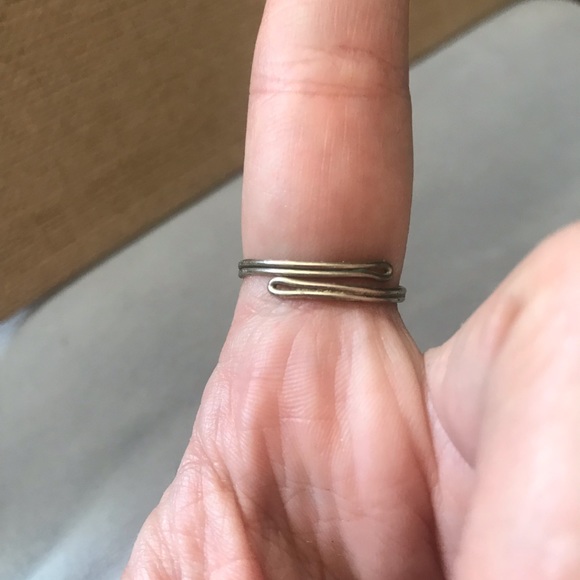 Blue Green Stone Silver Tone Adjustable Ring Boho - Picture 4 of 9